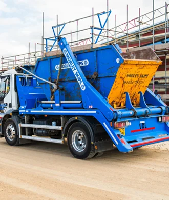 Image of a Morley Skips skip for the blog Hiring A Skip For Your Summer Garden Renovations